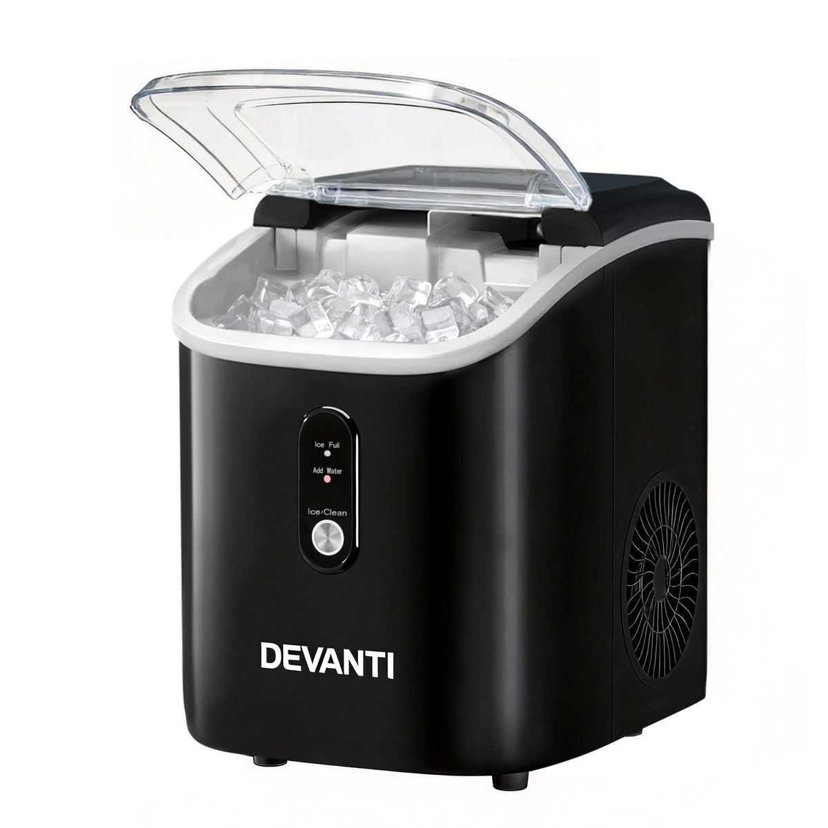 Portable Ice Cube Maker 0.6kg/hr Benchtop Nugget Ice Machine - Black