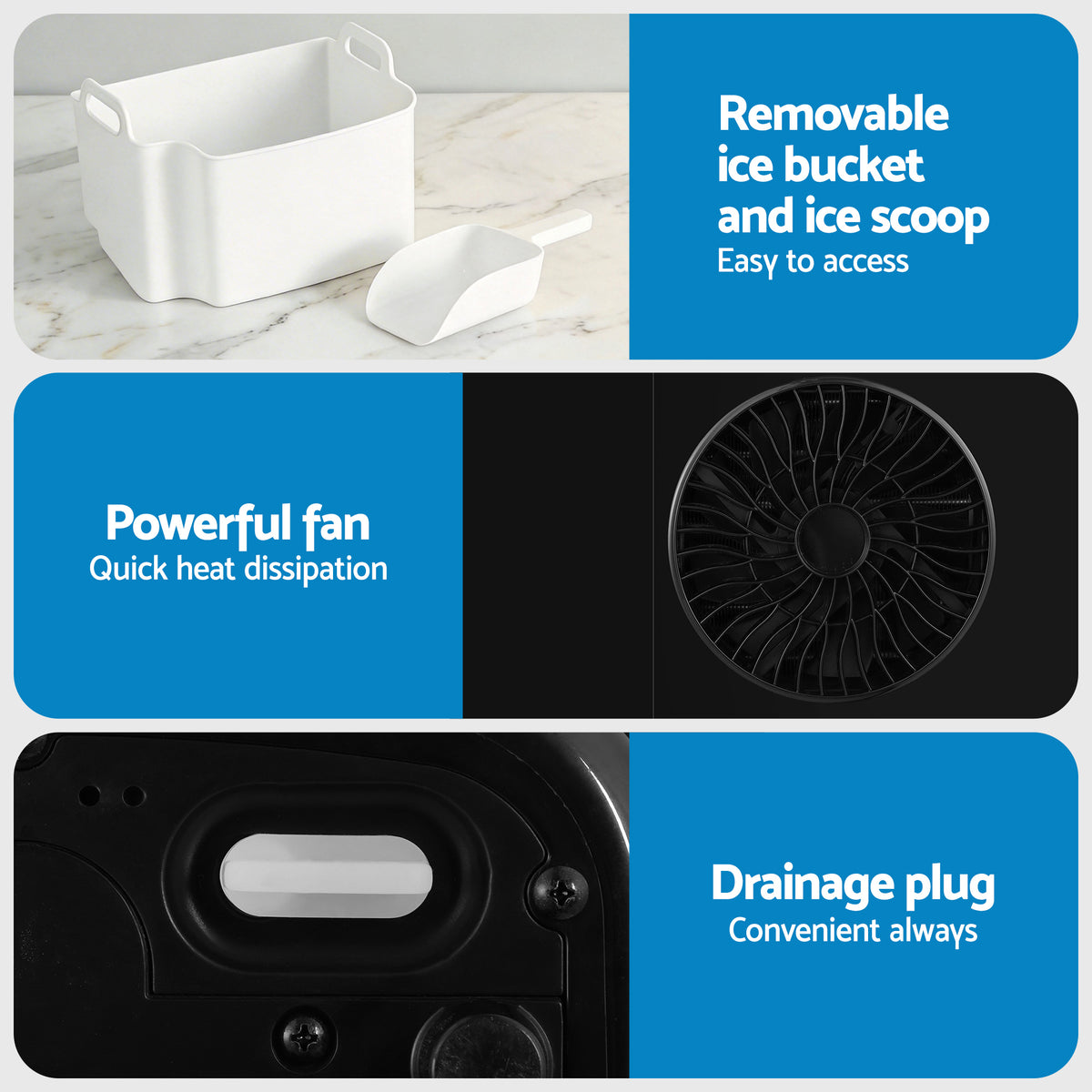 Portable Ice Cube Maker 0.6kg/hr Benchtop Nugget Ice Machine - Black