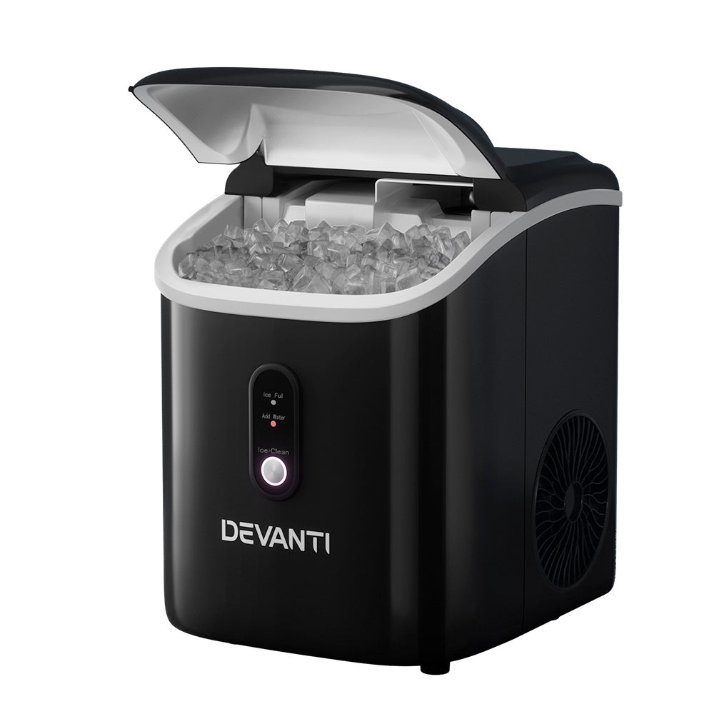 Portable Ice Cube Maker 0.6kg/hr Benchtop Nugget Ice Machine - Black - Homecoze