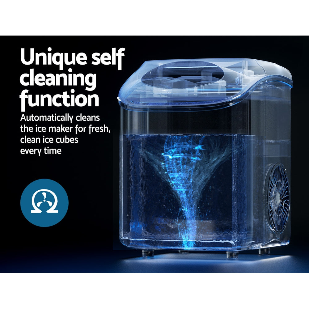 Portable Ice Cube Maker 0.6kg/hr Benchtop Nugget Ice Machine - Black - Homecoze