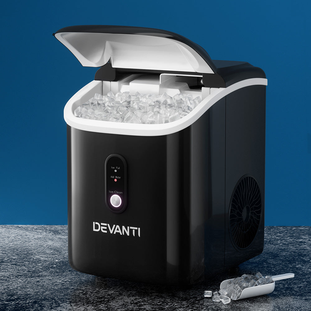 Portable Ice Cube Maker 0.6kg/hr Benchtop Nugget Ice Machine - Black - Homecoze