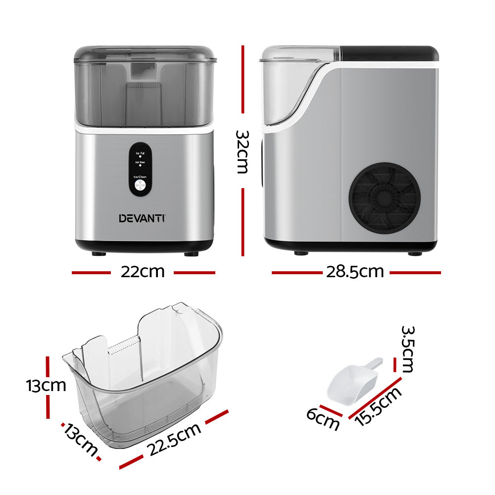 Devanti Ice Maker Machine 15kg Nugget Ice Cube - Homecoze