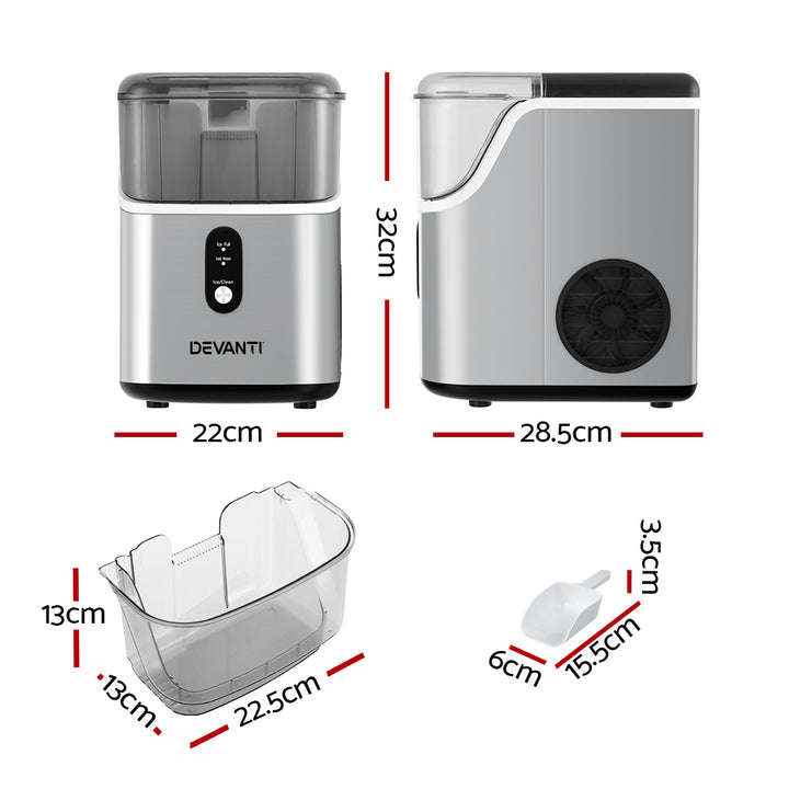 Devanti Ice Maker Machine 15kg Nugget Ice Cube - Homecoze