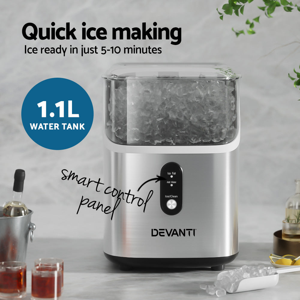 0.6kg/hr Nugget Ice Maker - Stainless Steel - Homecoze