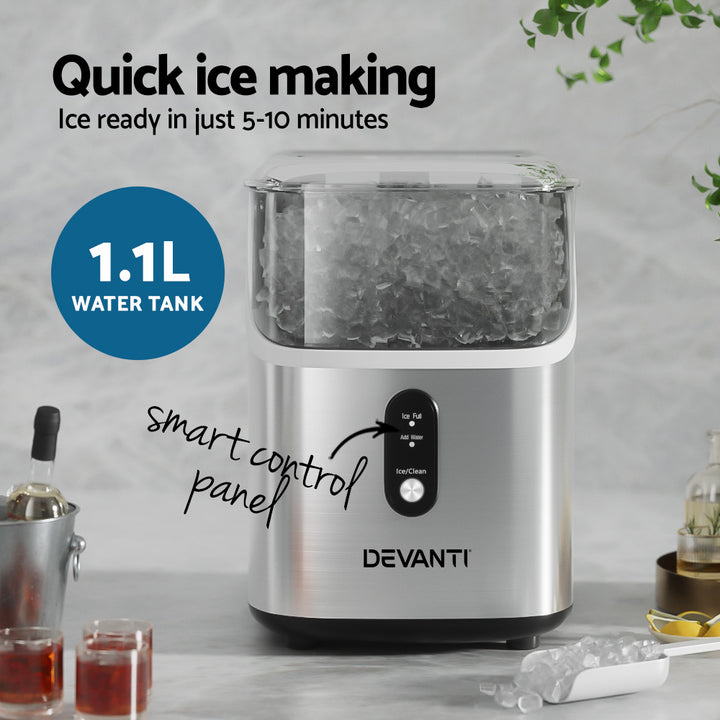 Devanti Ice Maker Machine 15kg Nugget Ice Cube - Homecoze