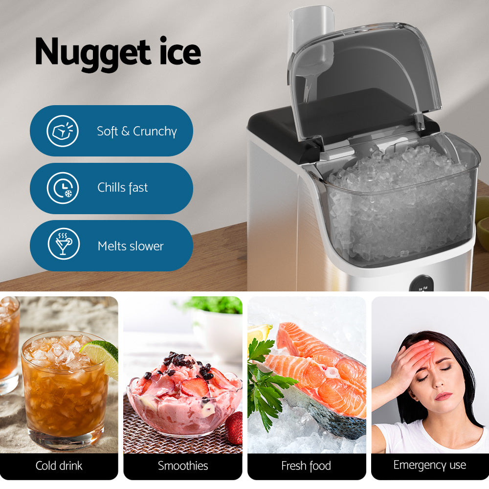 0.6kg/hr Nugget Ice Maker - Stainless Steel - Homecoze