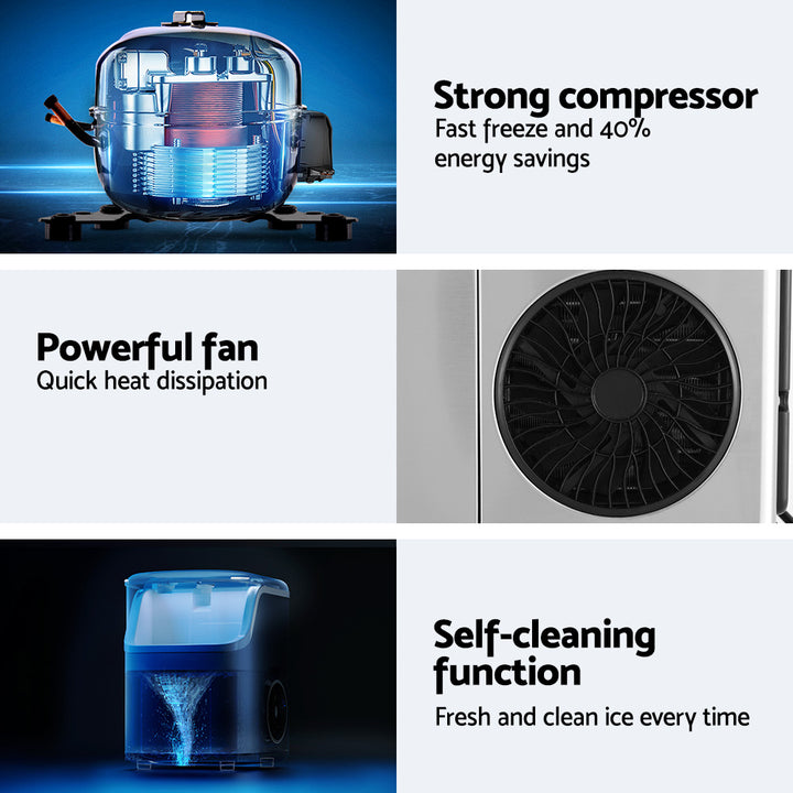 Devanti Ice Maker Machine 15kg Nugget Ice Cube - Homecoze