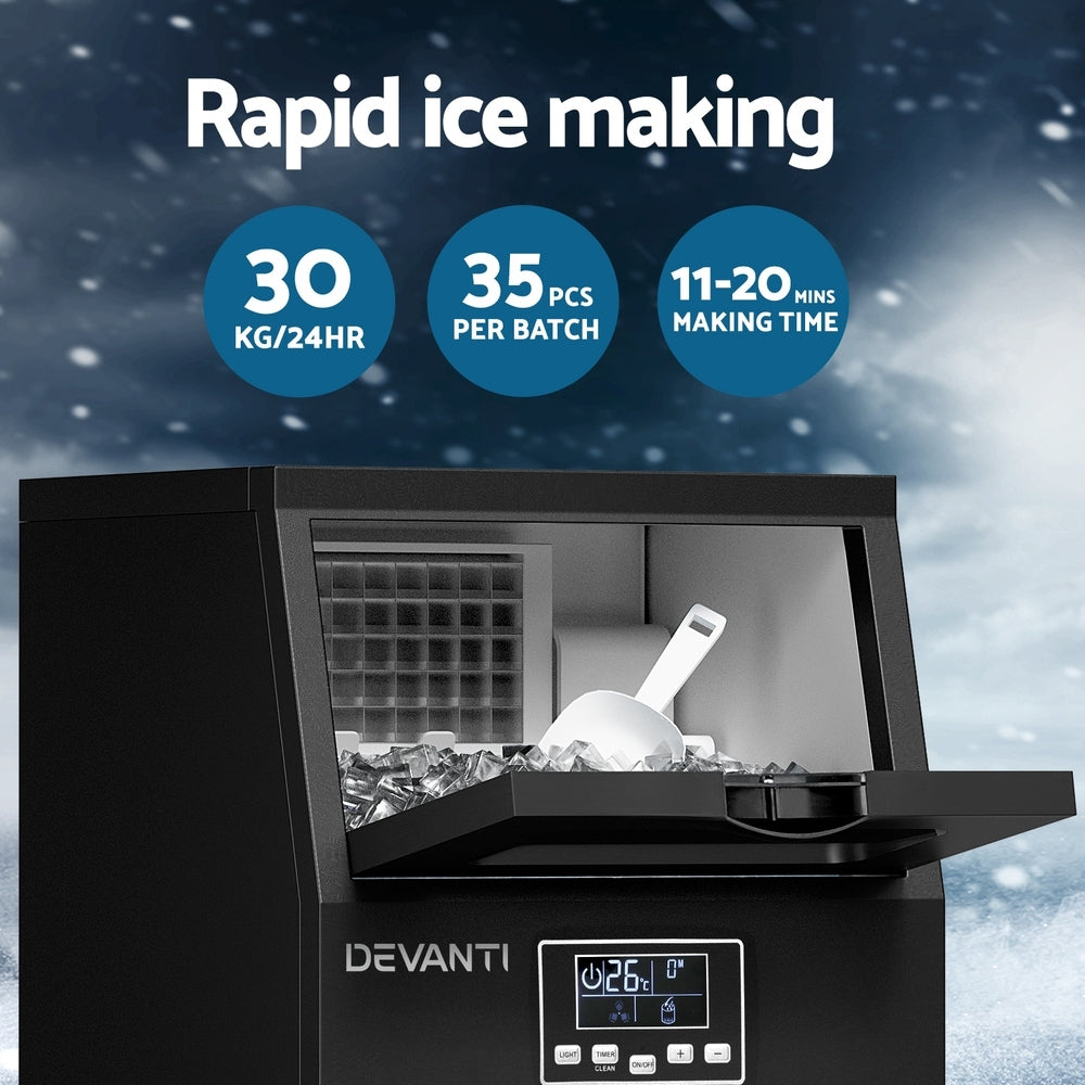 Commercial Ice Cube Maker 1.25kg/hr - Black - Homecoze