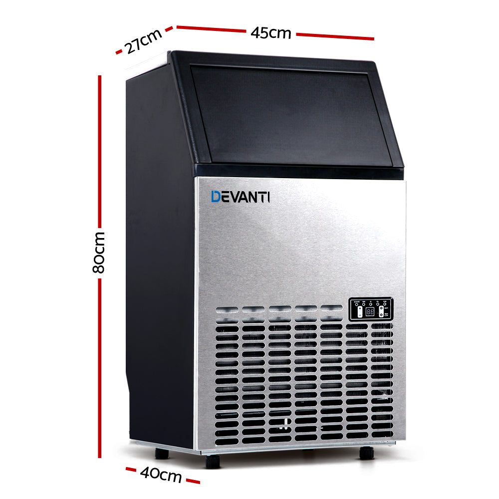 Commercial Ice Cube Maker 1.8kg to 2.5kg/hr Ice Machine Adjustable Size - Stainless Steel - Homecoze