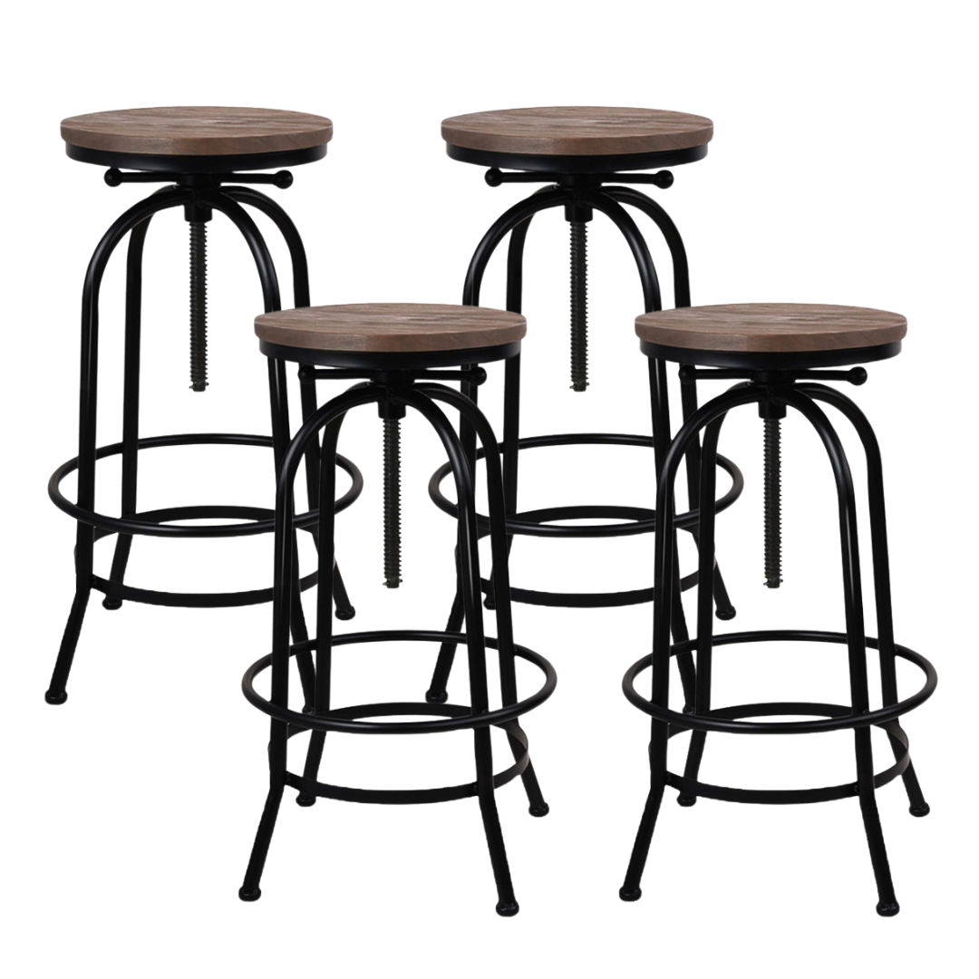 Frankie (Set of 4) Industrial Bar Stools - Black - Homecoze