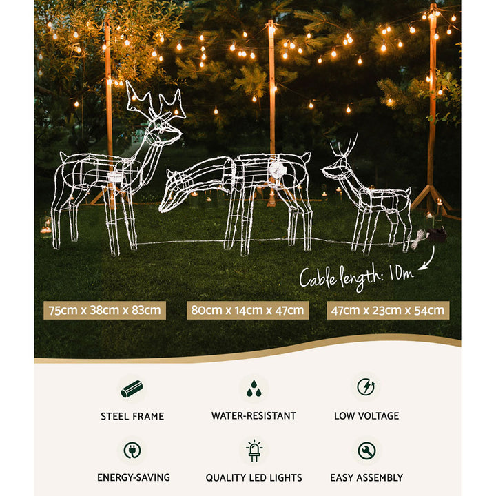 3PC Motorised Reindeer Christmas Motif Lights - Homecoze
