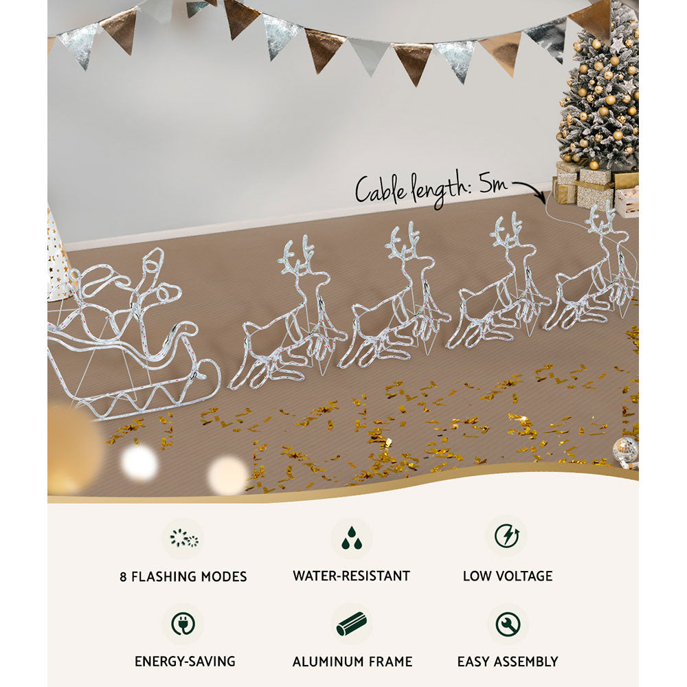 Sleigh and Reindeer Christmas Motif Lights LED - Homecoze