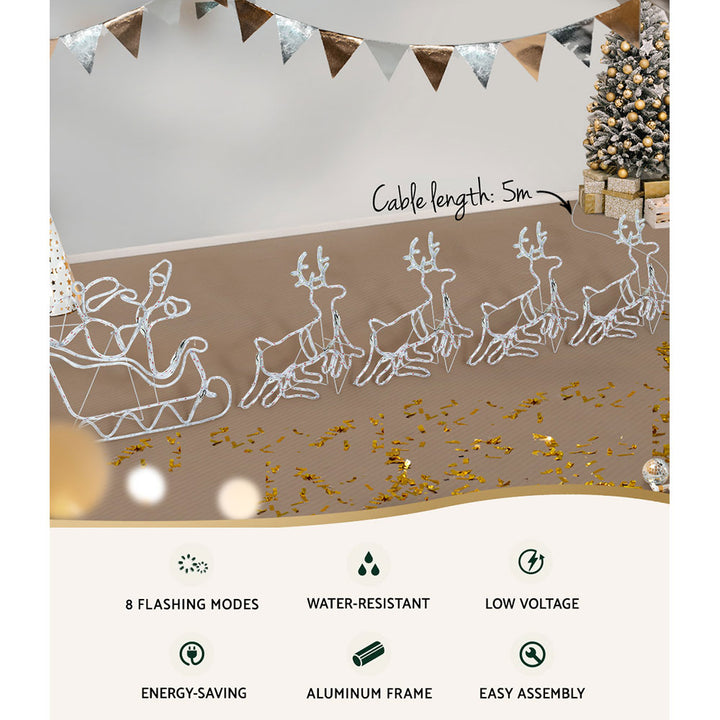 Sleigh and Reindeer Christmas Motif Lights LED - Homecoze