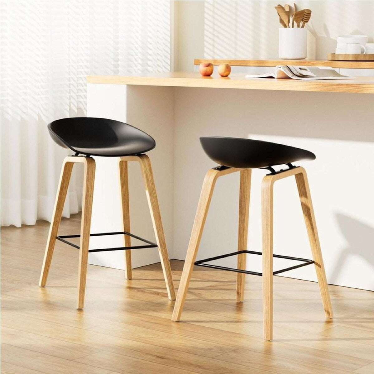 Gideon (Set of 2) Bar Stools 67cm - Black - Homecoze