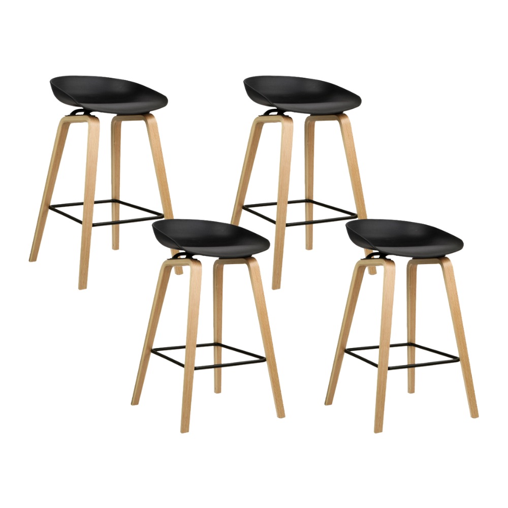 Gideon (Set of 4) Bar Stools 67cm - Black - Homecoze