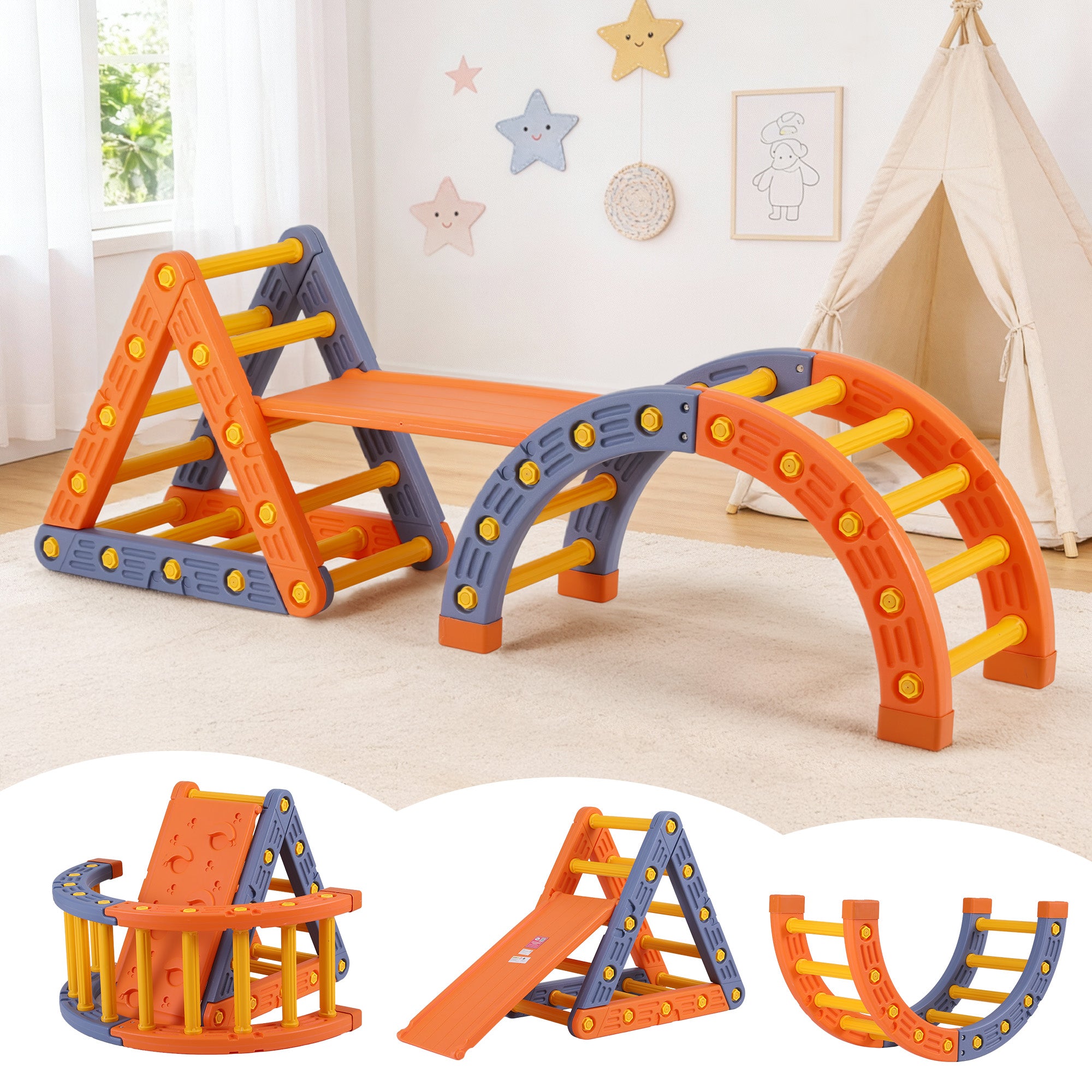 Kids Climbing Frame Set With Slide - Homecoze