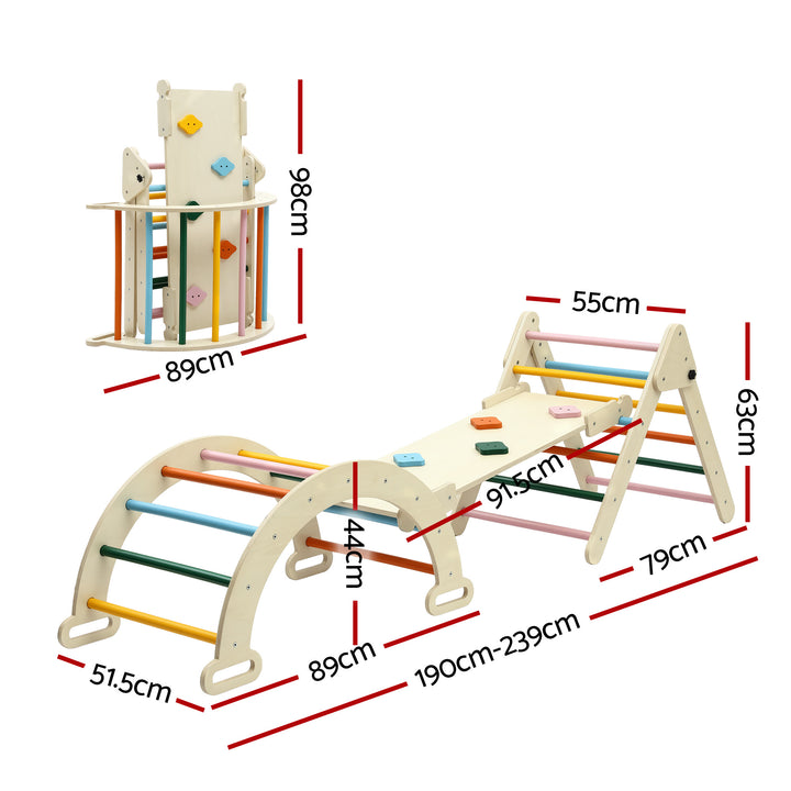 Keezi Kids Triangle Climbing Toys Set With Slide Indoor Outdoor Toddler Toys Pikler Climber With Arch - Homecoze