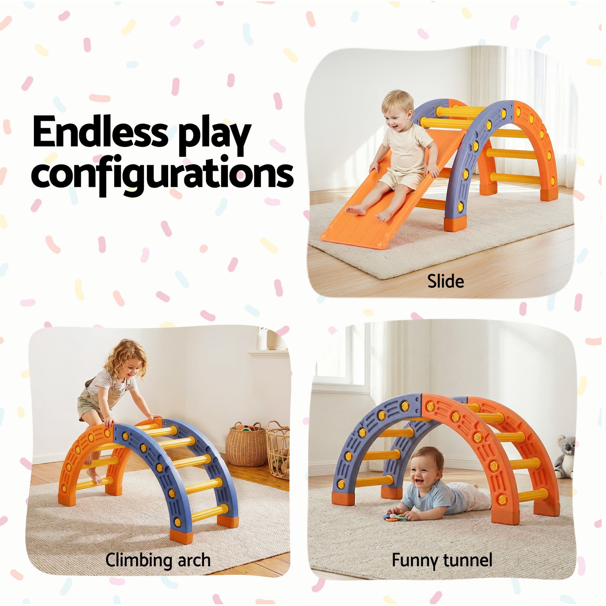 Kids Arch Climbing Frame Set With Slide - Homecoze