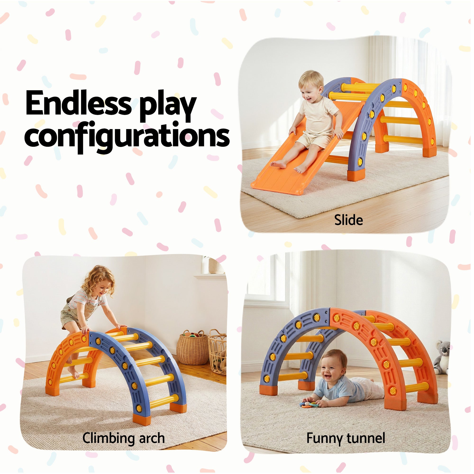 Kids Arch Climbing Frame Set With Slide - Homecoze