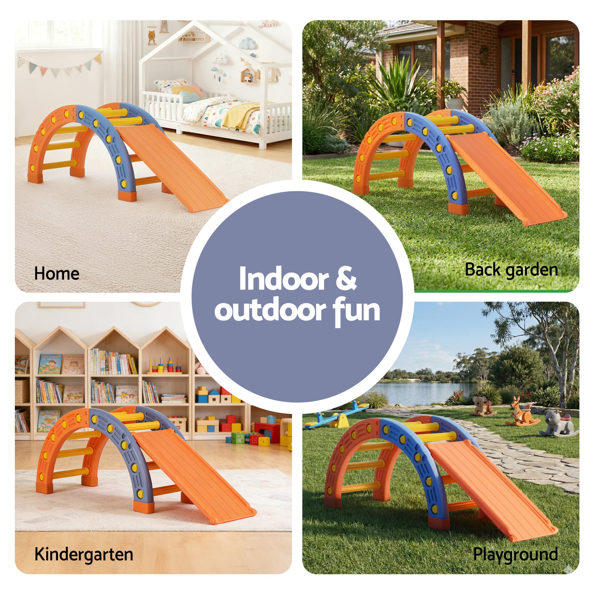 Kids Arch Climbing Frame Set With Slide - Homecoze