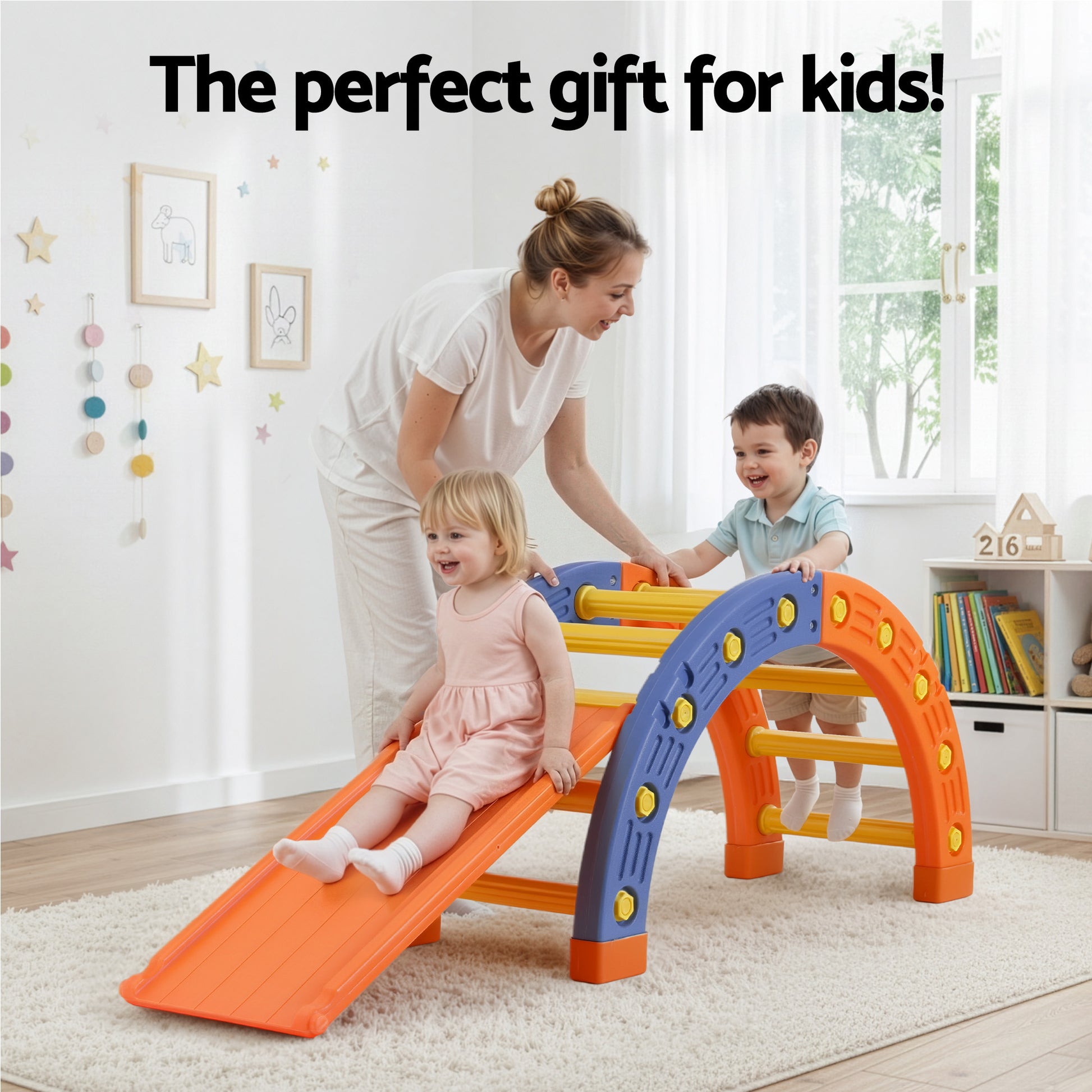 Kids Arch Climbing Frame Set With Slide - Homecoze