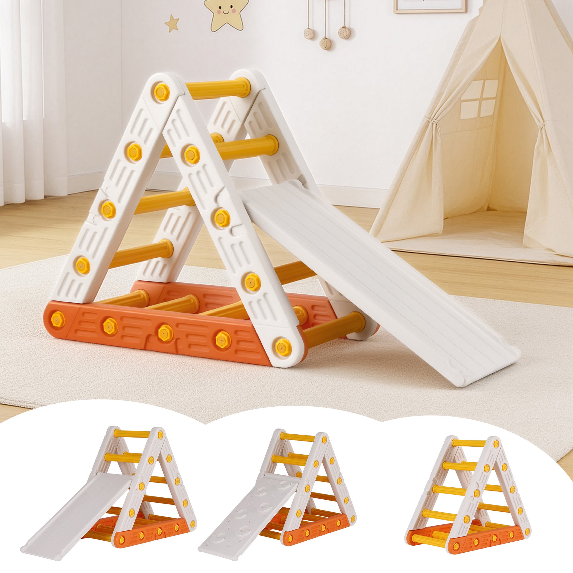 Kids Triangle Climbing Frame Set With Slide - Homecoze