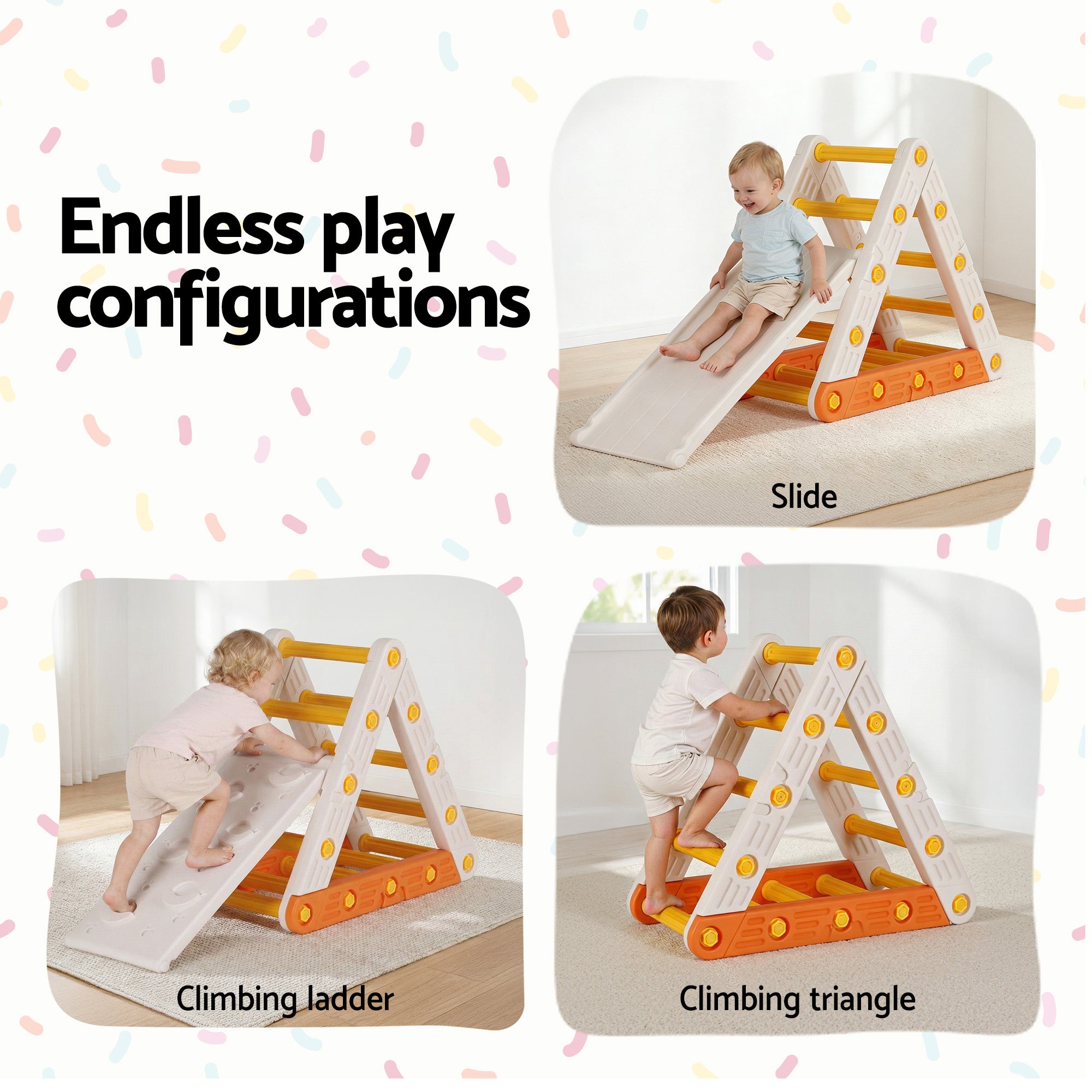 Kids Triangle Climbing Frame Set With Slide - Homecoze