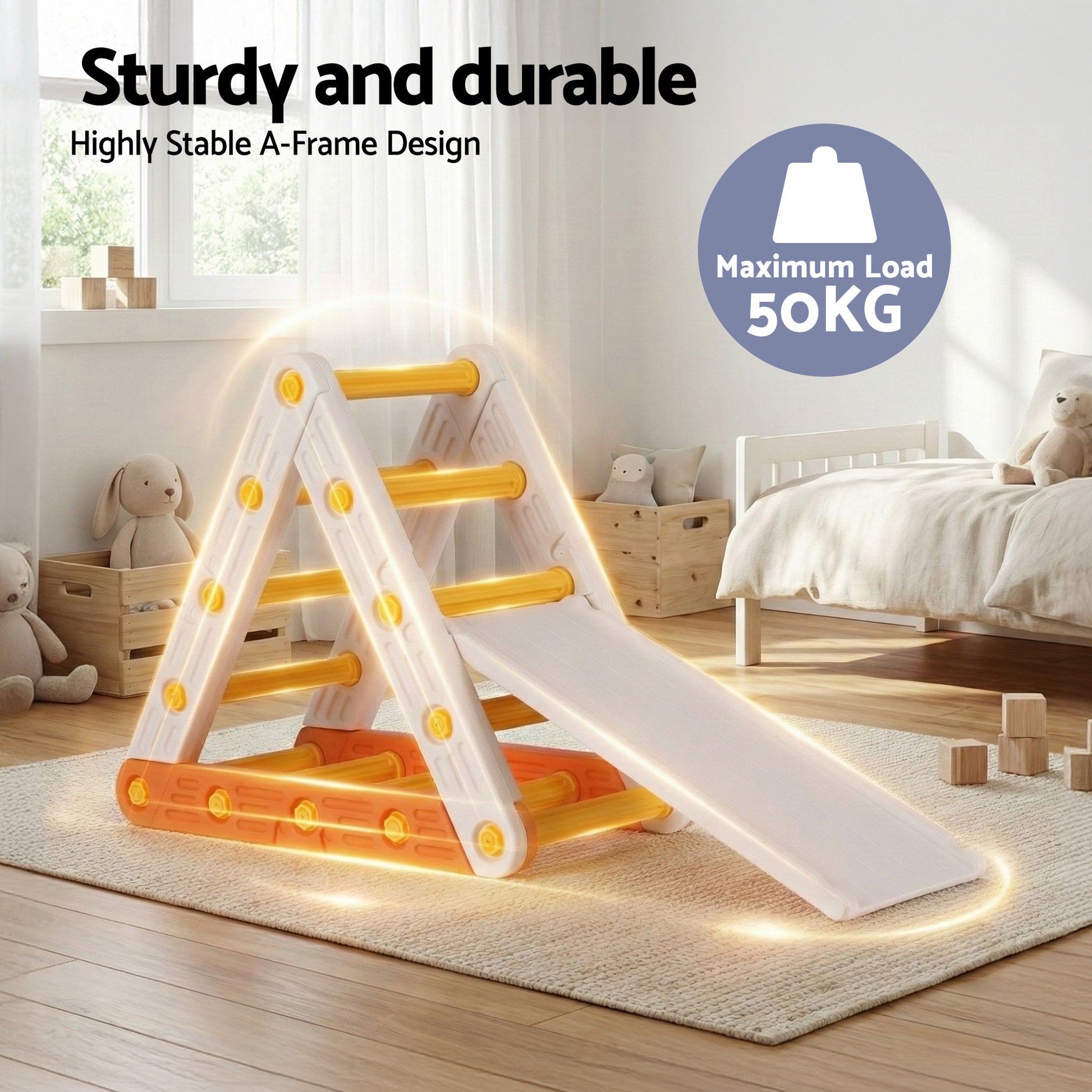 Kids Triangle Climbing Frame Set With Slide - Homecoze