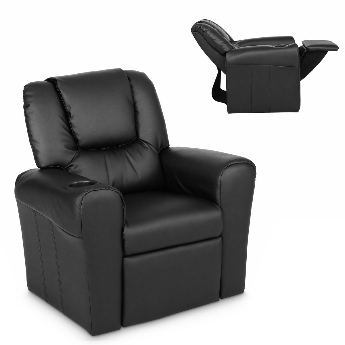 Kids PU Leather Recliner Chair – Black