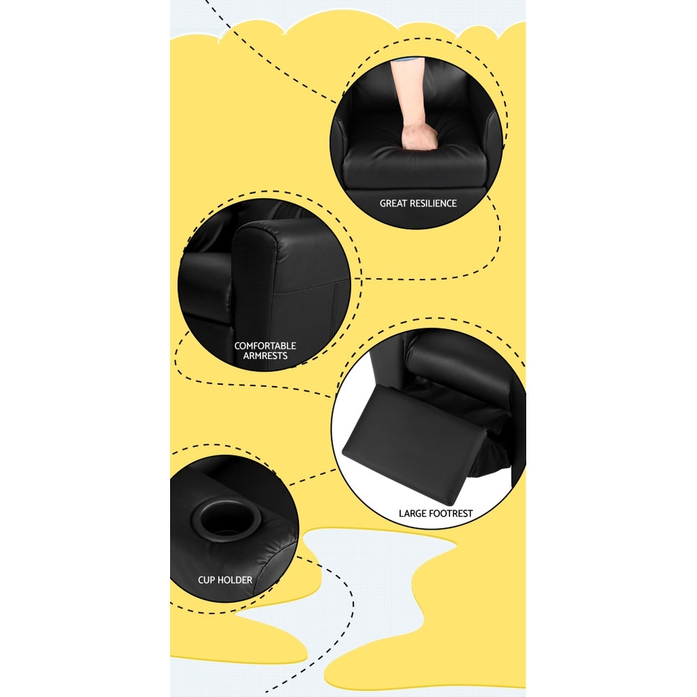 Kids Reclining Sofa Armchair - Black PU Leather - Homecoze