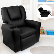 Kids Reclining Sofa Armchair - Black PU Leather - Homecoze