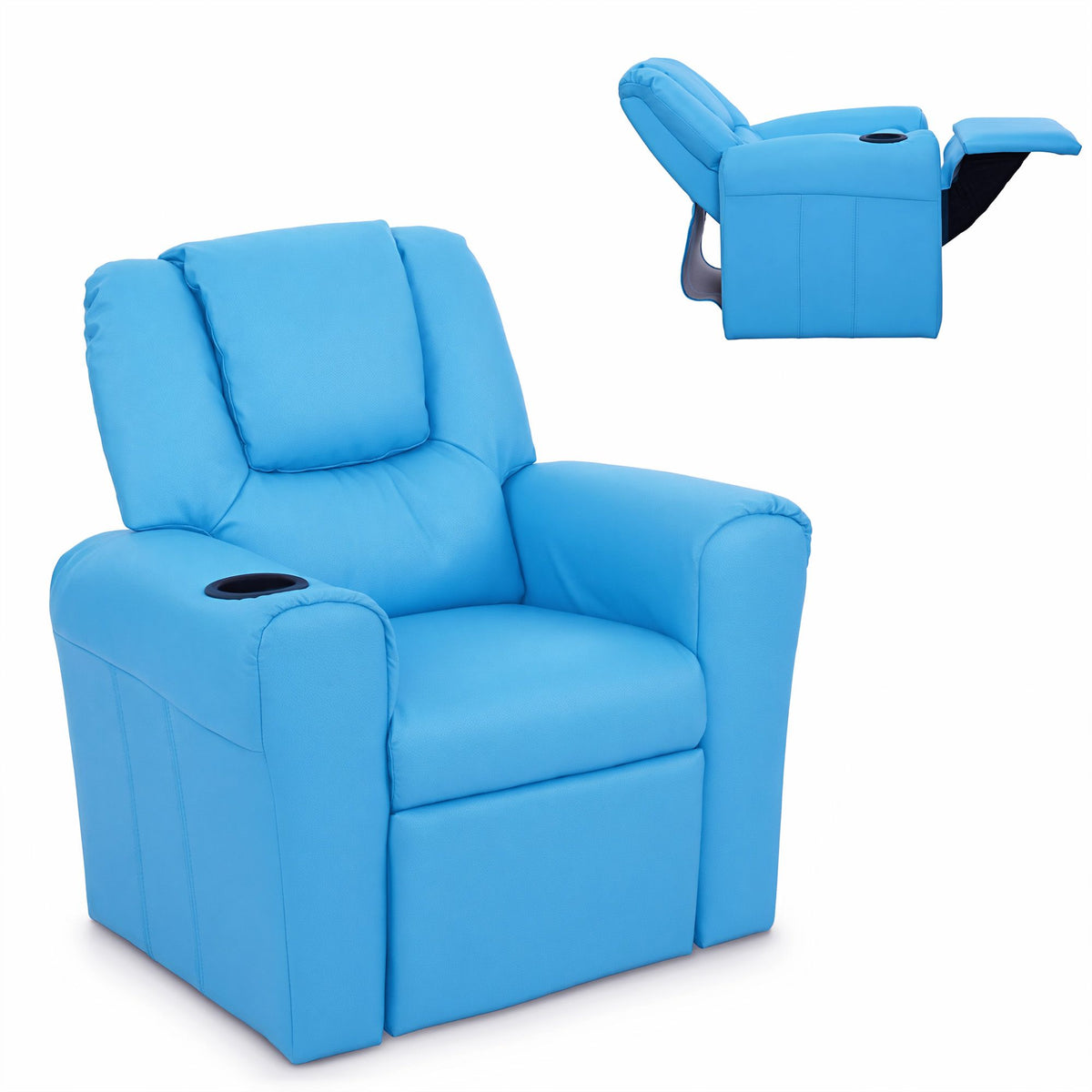 Kids PU Leather Recliner Chair – Blue