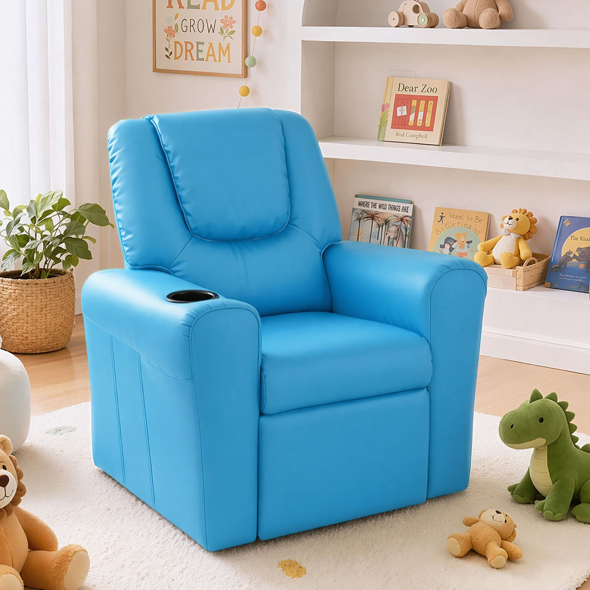 Kids PU Leather Recliner Chair – Blue