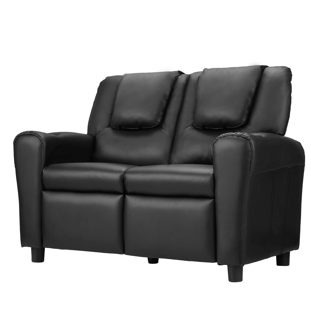 Kids Mini Double Sofa Chair Recliner - Black - Homecoze