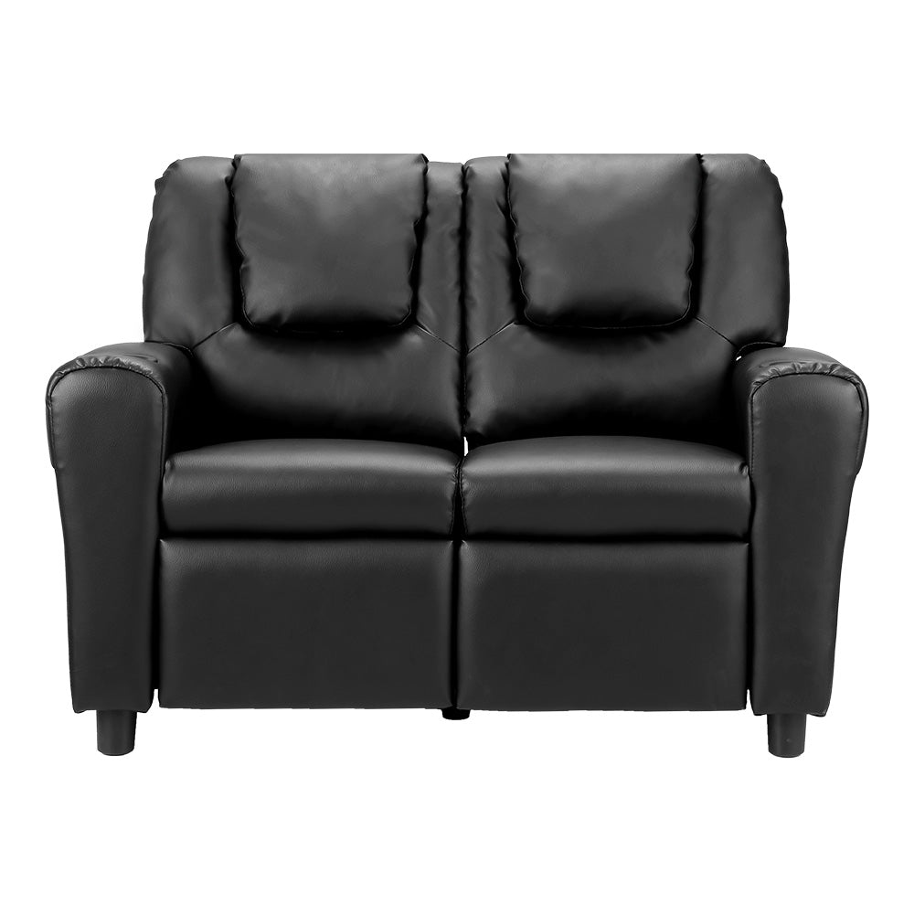 Kids Mini Double Sofa Chair Recliner - Black - Homecoze
