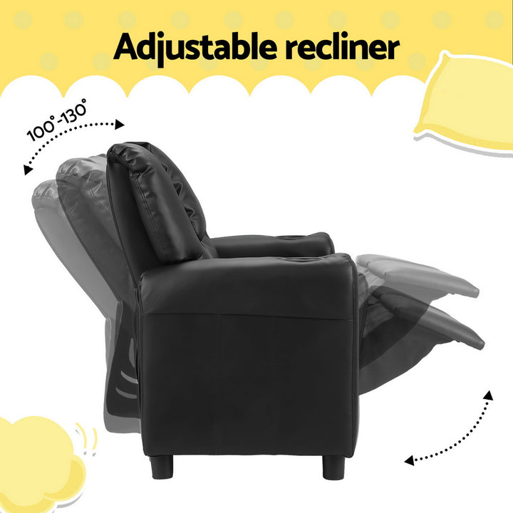 Kids Mini Double Sofa Chair Recliner - Black - Homecoze