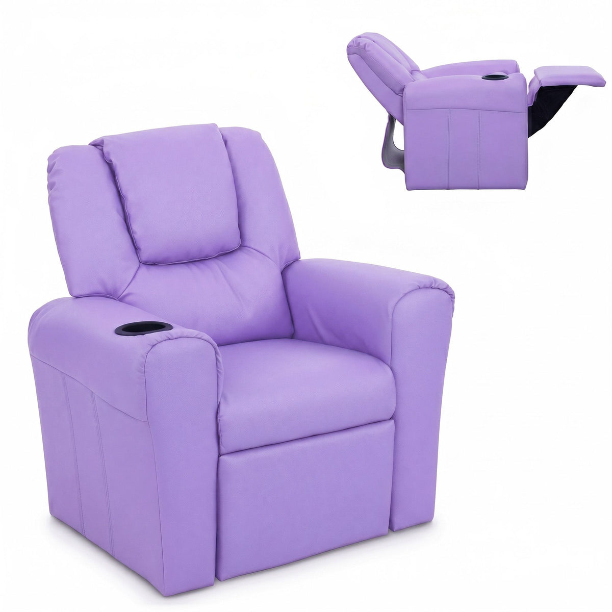 Kids PU Leather Recliner Chair – Purple