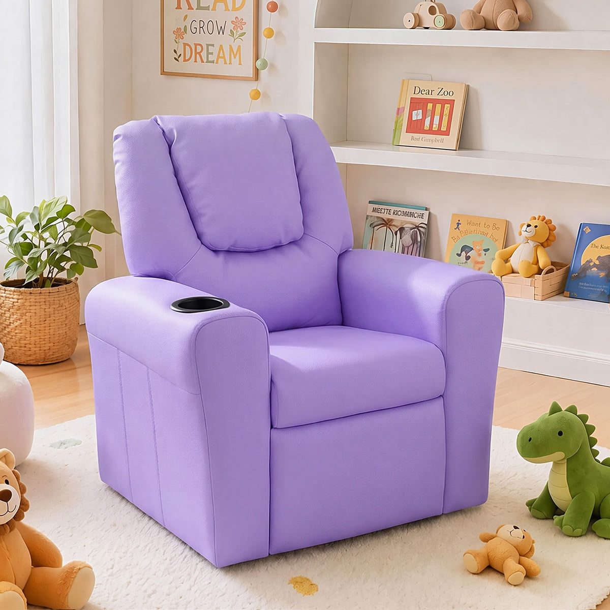 Kids PU Leather Recliner Chair – Purple