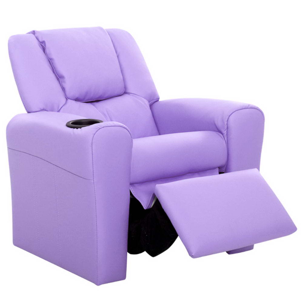 Kids Reclining Sofa Armchair - Purple PU Leather - Homecoze