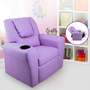 Kids Reclining Sofa Armchair - Purple PU Leather - Homecoze