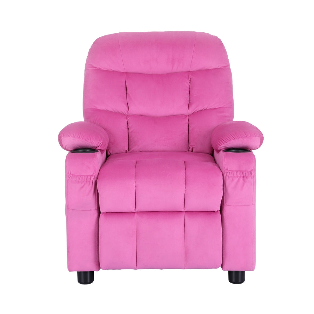 Kids Velvet Mini Recliner Chair -Pink - Homecoze