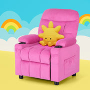 Kids Velvet Mini Recliner Chair -Pink - Homecoze