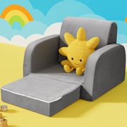 Kids Solid Frame Flip-Open Sofa Chair - Grey - Homecoze