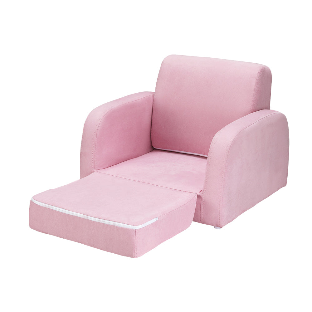Kids Solid Frame Flip-Open Sofa Chair - Pink - Homecoze