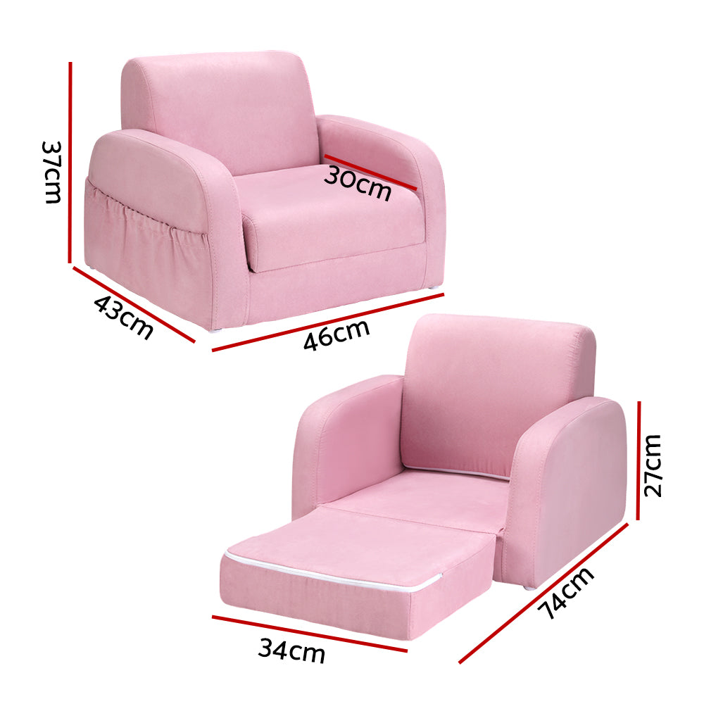 Kids Solid Frame Flip-Open Sofa Chair - Pink