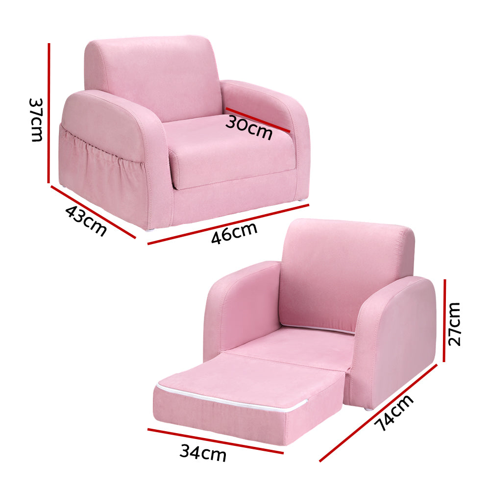 Kids Solid Frame Flip-Open Sofa Chair - Pink - Homecoze