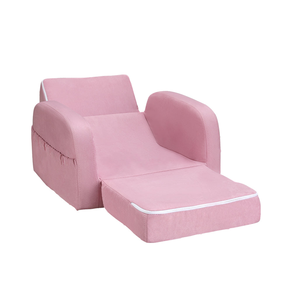Kids Solid Frame Flip-Open Sofa Chair - Pink - Homecoze