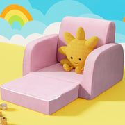 Kids Solid Frame Flip-Open Sofa Chair - Pink - Homecoze