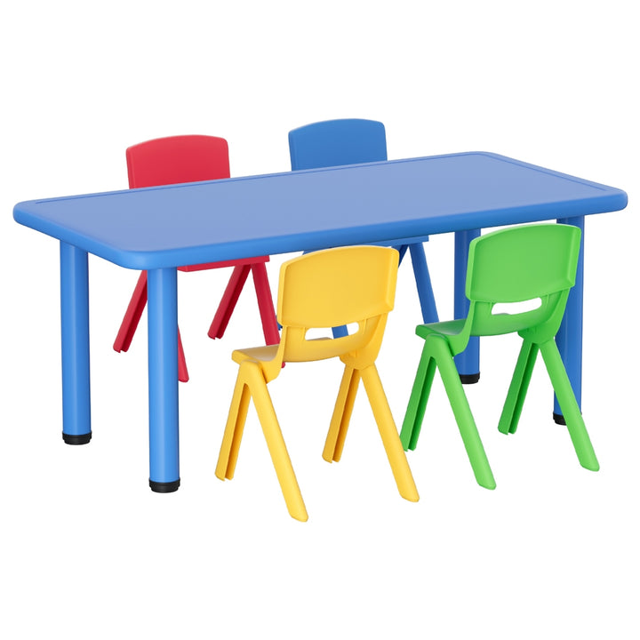 Keezi 5PCS Kids Table and Chairs Set Children Study Desk Furniture Plastic 4 Chairs - Homecoze