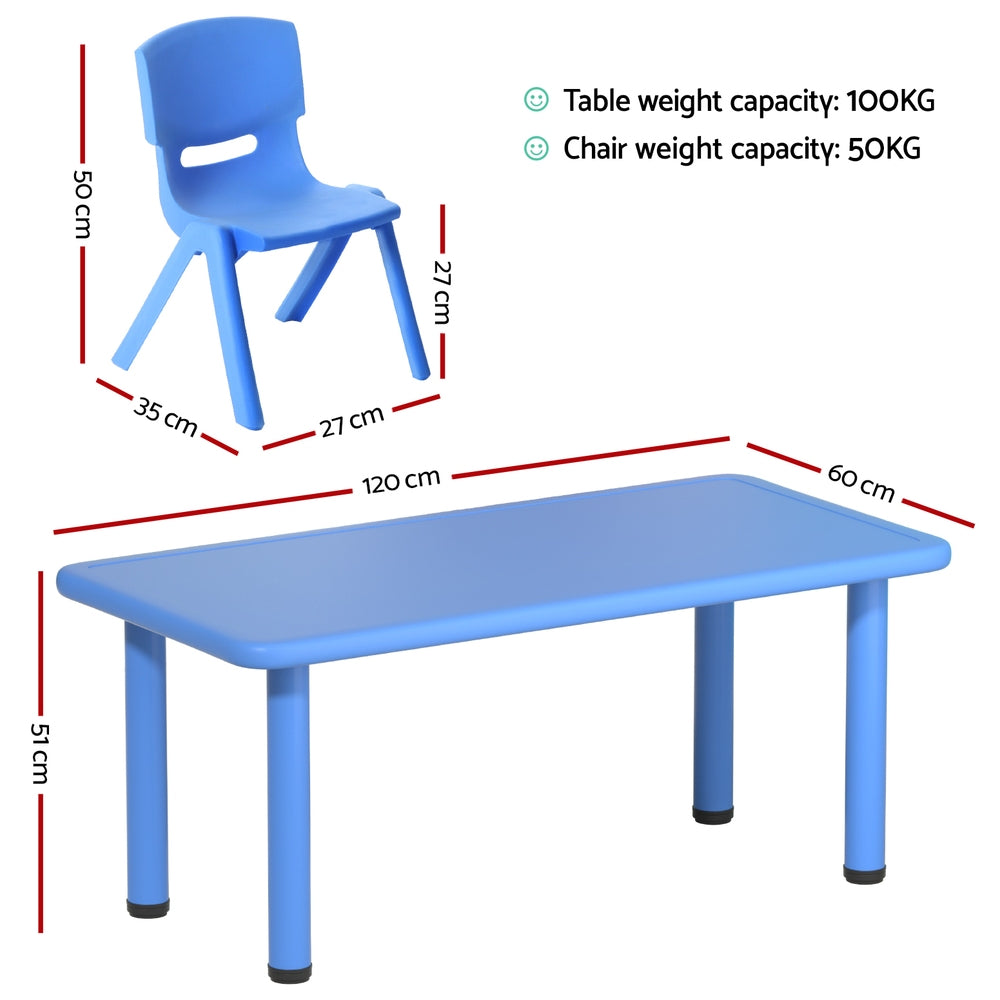 Keezi 5PCS Kids Table and Chairs Set Children Study Desk Furniture Plastic 4 Chairs - Homecoze